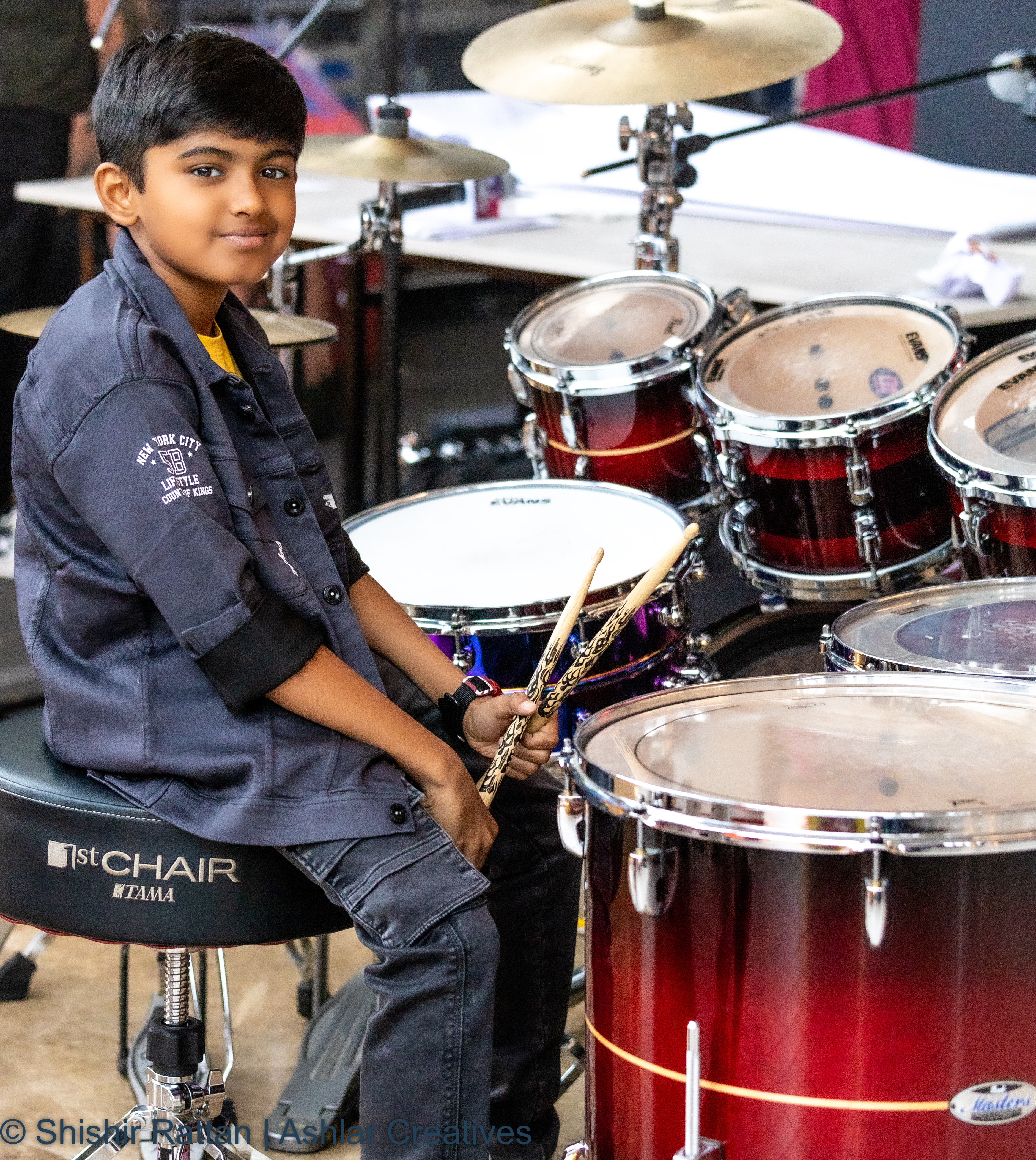 Sanidhya Das with drum kit